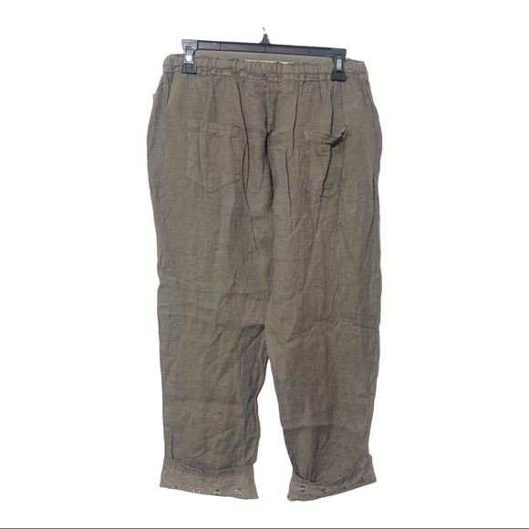 Superbelle Italy 100% linen Lagenlook pants w embroidery. Sz M NWT - Picture 2 of 9